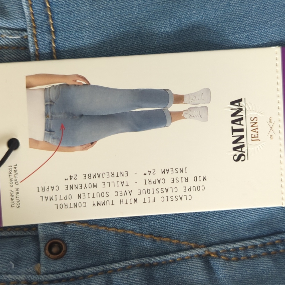 Sz 14 Santana Jeans Mid-Rise straight leg Capri style classic Fit jeans.